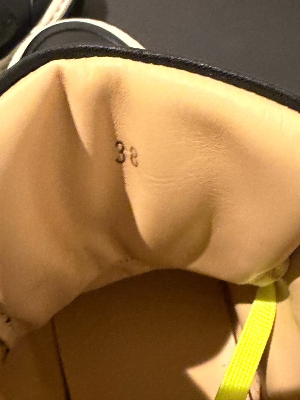 Versace Young Black Leather High-Top Sneakers with Neon Yellow Laces - Picture 6 of 9
